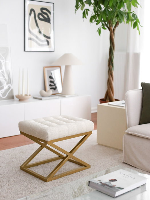 Atelier Del Sofa Puff de Terciopelo Crema Atelier Del Sofa Puff de Terciopelo Crema